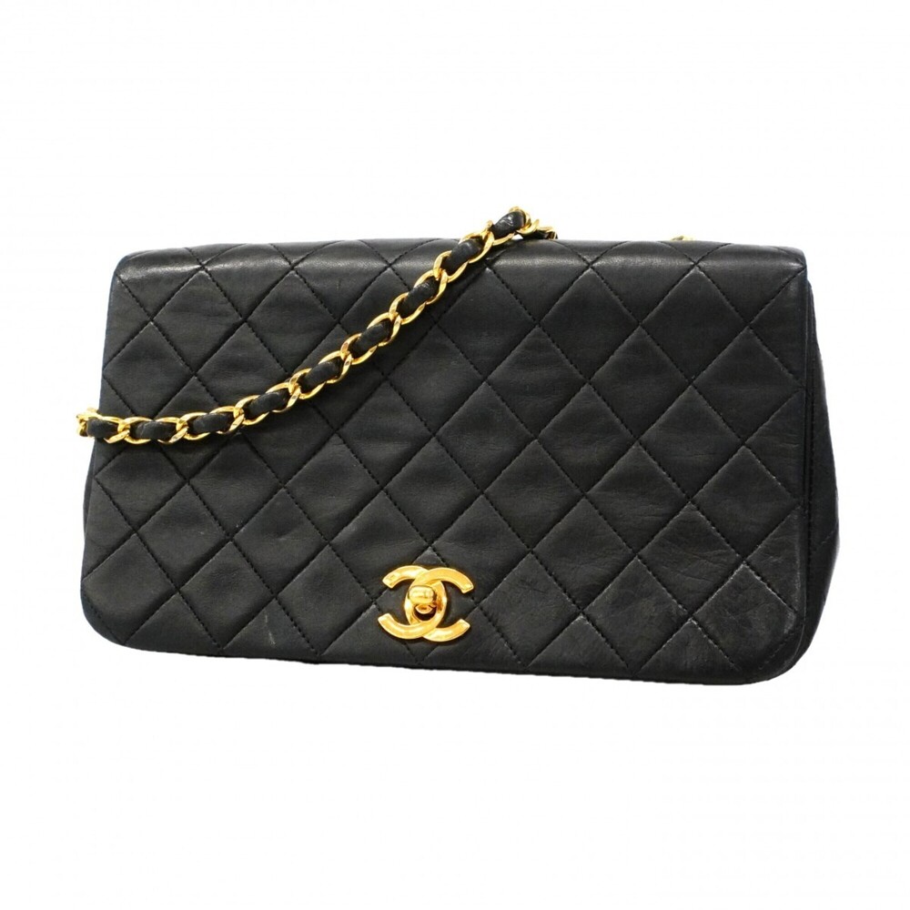 Chanel Matelassé Chain Shoulder Bag, Lambskin, Black, Women's